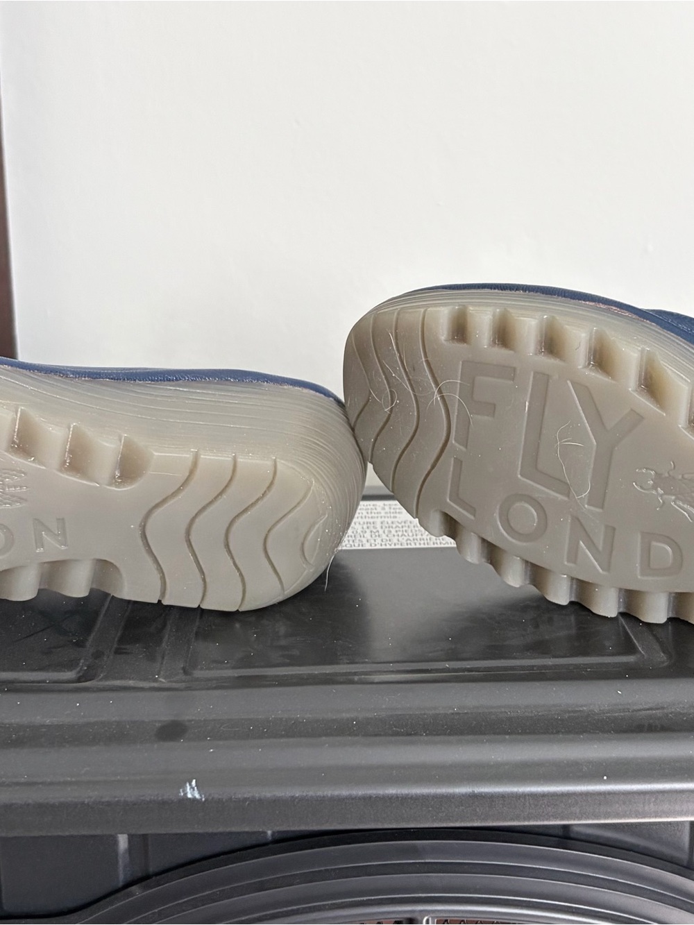 Fly London Navy Blue Wedge Slip-On Loafers - Picture 3 of 6